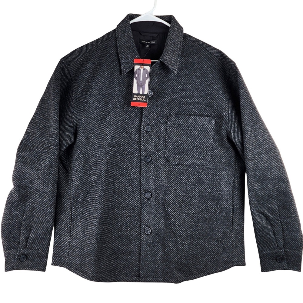 Banana Republic 1795788 Shirt Jacket Mens M Black Textured Shacket darkacademia